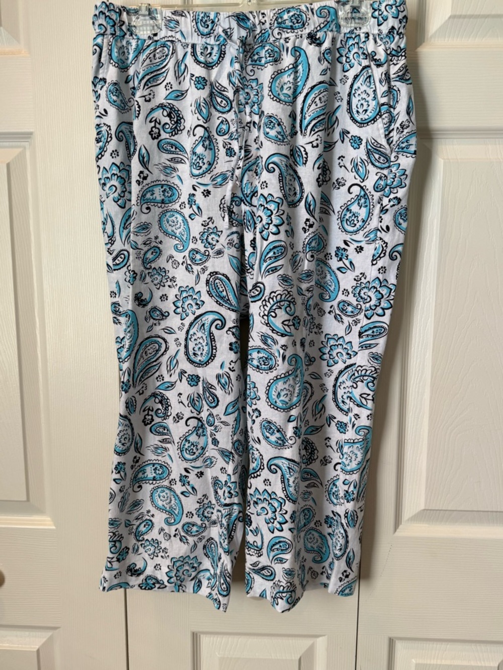 # Kim Rogers Paisley Print Linen-blend Capri/Crop Pants (M)